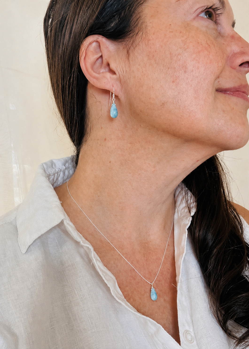 Larimar Teardrop Necklace - Limited Edition, Stone of Serenity