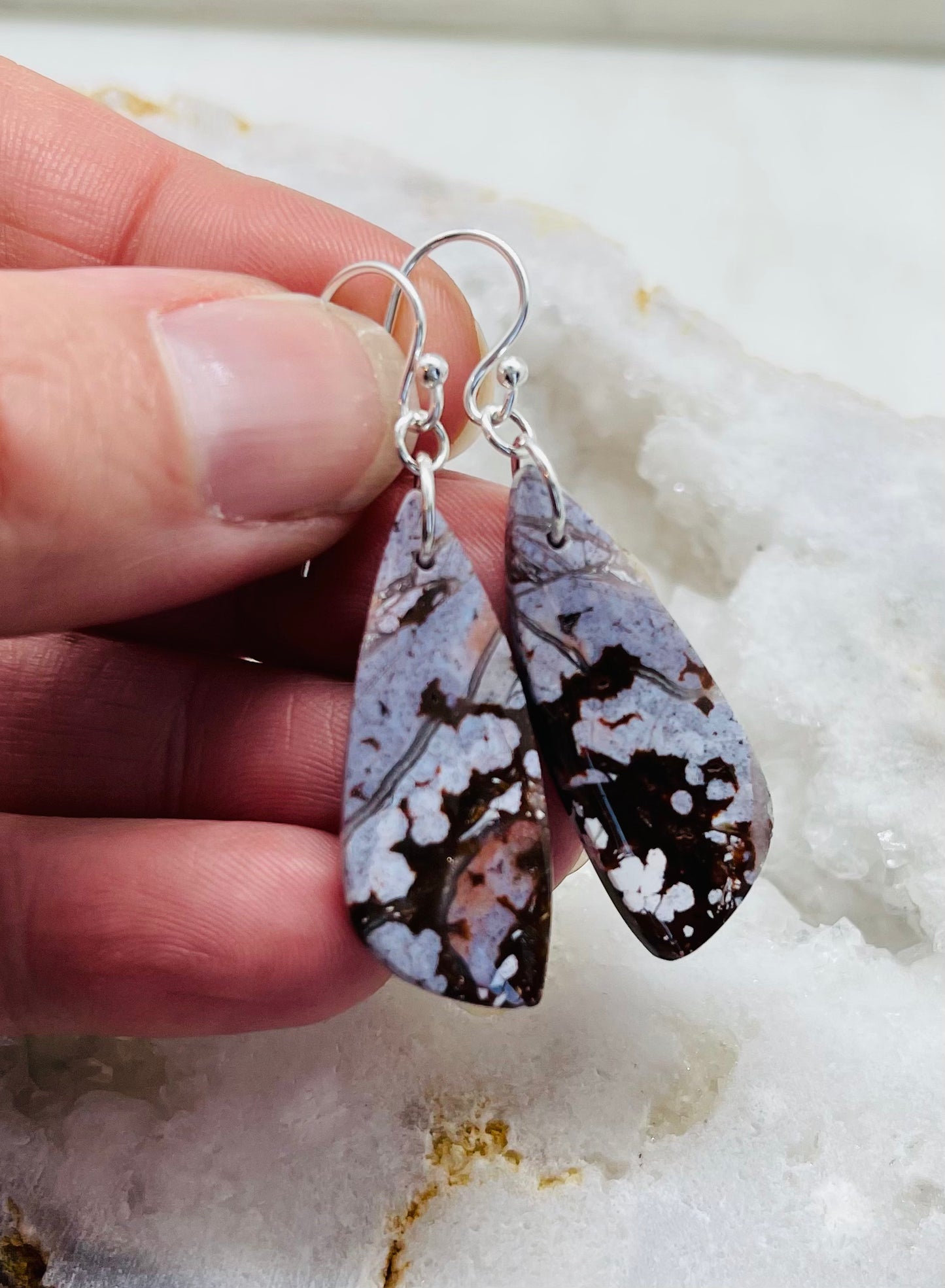 Artisan Earrings for Women, River Jasper Gemstone, Sterling Silver, Made in Virginia, Jewelry Gift for Anniversary