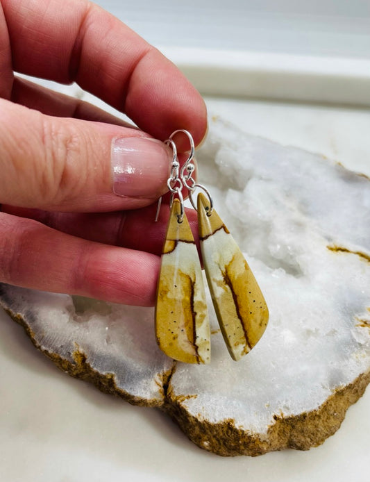 Unique Jasper Stone Earrings - Gemstone Dangle Sterling Silver Womens Jewelry Handcrafted in Virginia