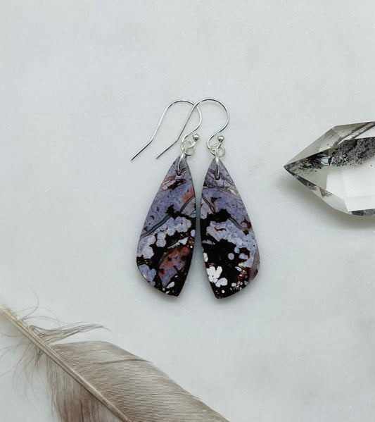 Artisan Earrings for Women, River Jasper Gemstone, Sterling Silver, Made in Virginia, Jewelry Gift for Anniversary