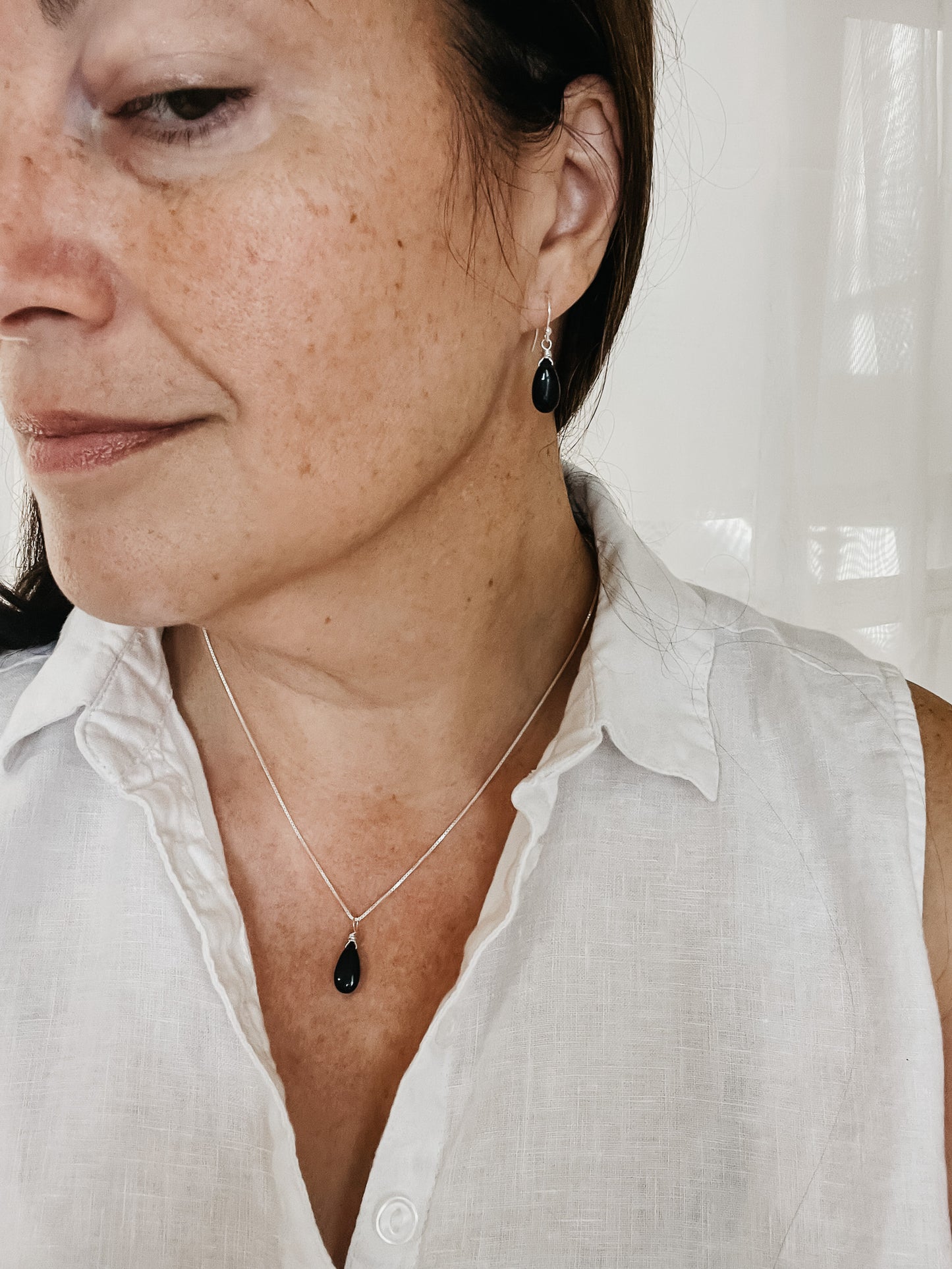 Black Obsidian Teardrop Necklace for Protection and Grounding