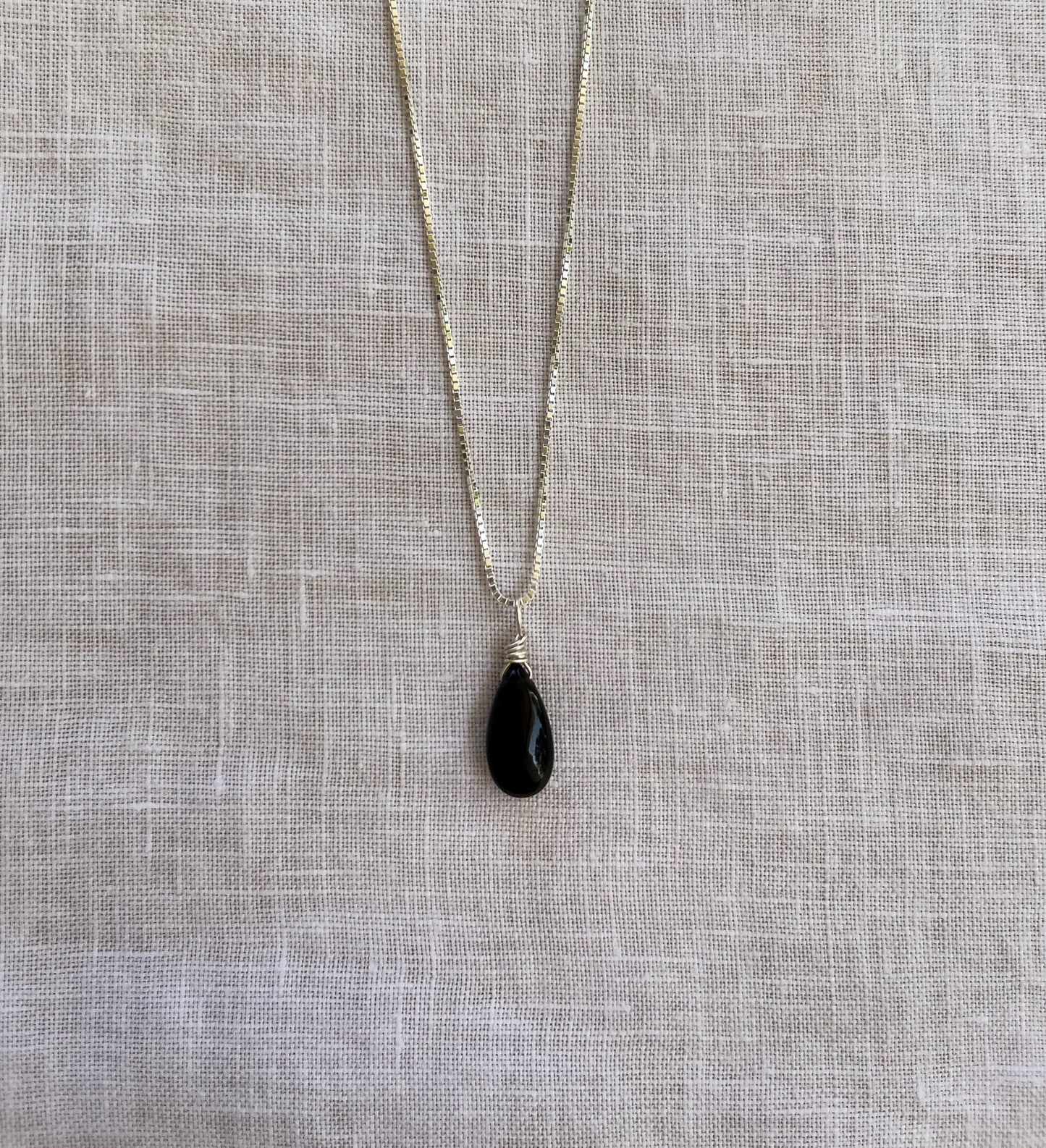 Black Obsidian Teardrop Necklace for Protection and Grounding