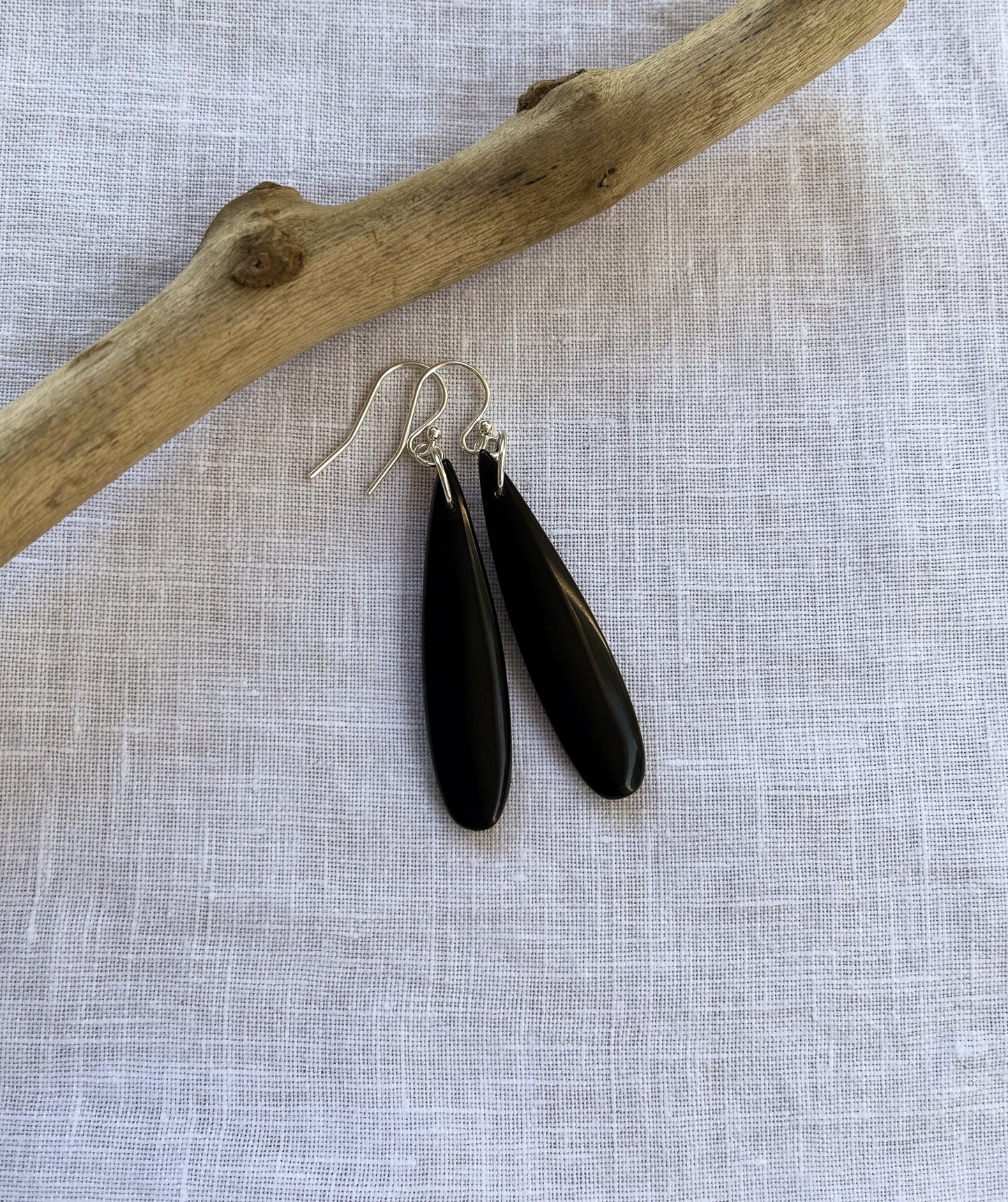 Sterling Silver Obsidian Earrings, Black Obsidian Teardrop Earrings, Natural Obsidian Protection Gemstone, Black Crystal Jewelry