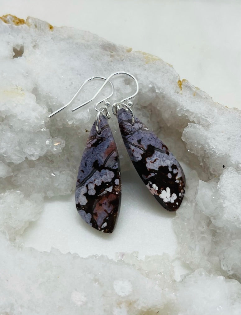 Artisan Earrings for Women, River Jasper Gemstone, Sterling Silver, Made in Virginia, Jewelry Gift for Anniversary