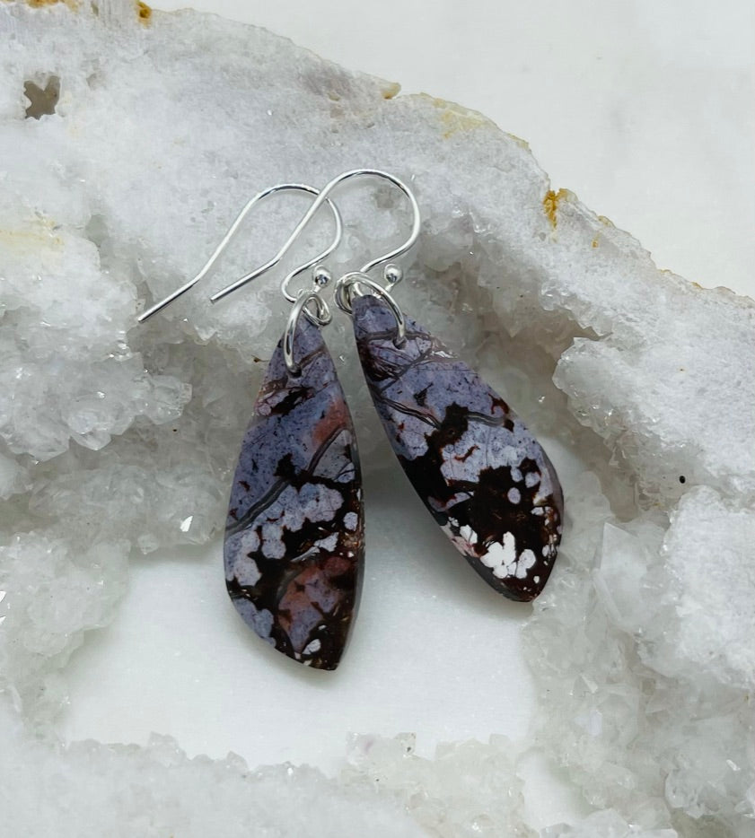 Artisan Earrings for Women, River Jasper Gemstone, Sterling Silver, Made in Virginia, Jewelry Gift for Anniversary
