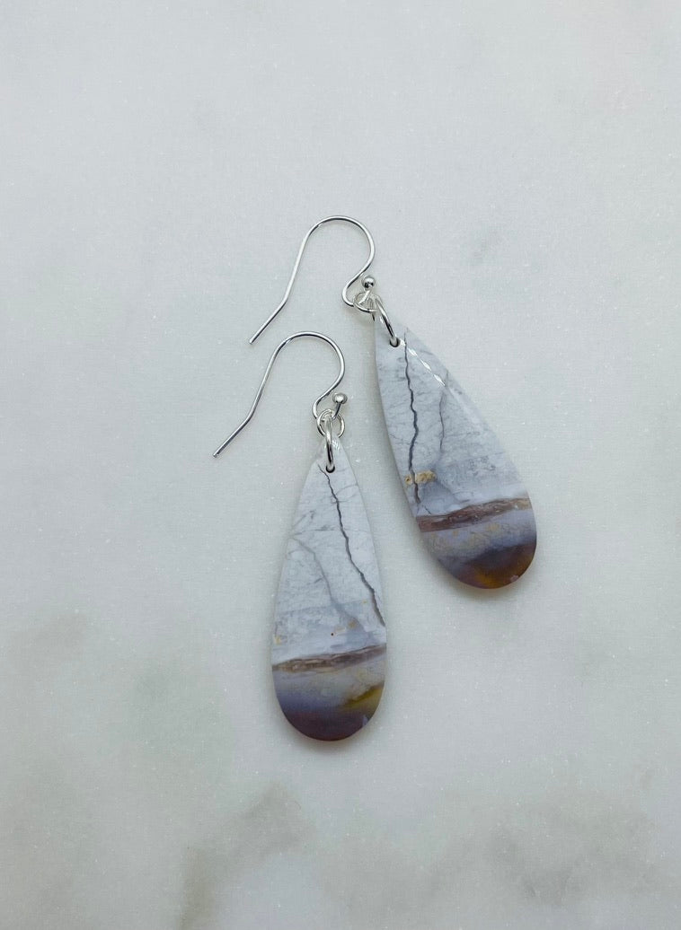 Unique White Jasper Stone Earrings - A Symbol of Clarity and Strength. Gemstone Dangle Sterling Silver Womens Jewelry Handcrafted in Virginia