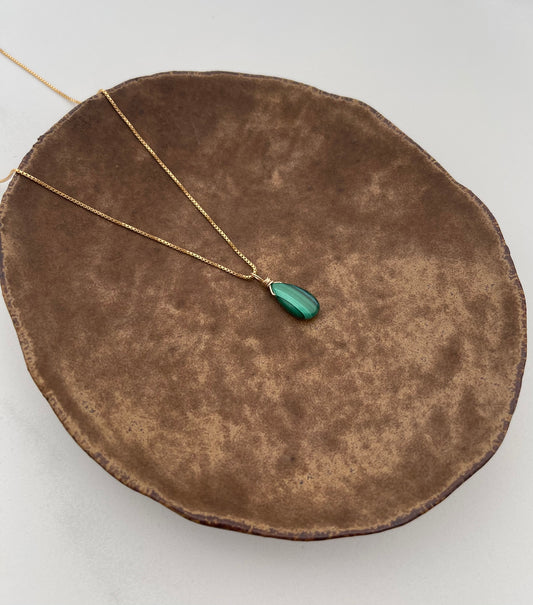 Malachite Teardrop Necklace for Growth & Clarity