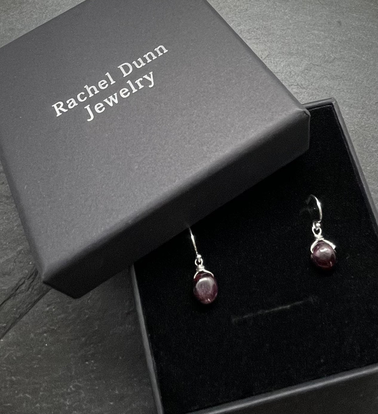 Garnet Earrings, Protection Crystal Jewelry, .925 Sterling Silver Stone Jewelry, Empath Protection Gemstone Earrings