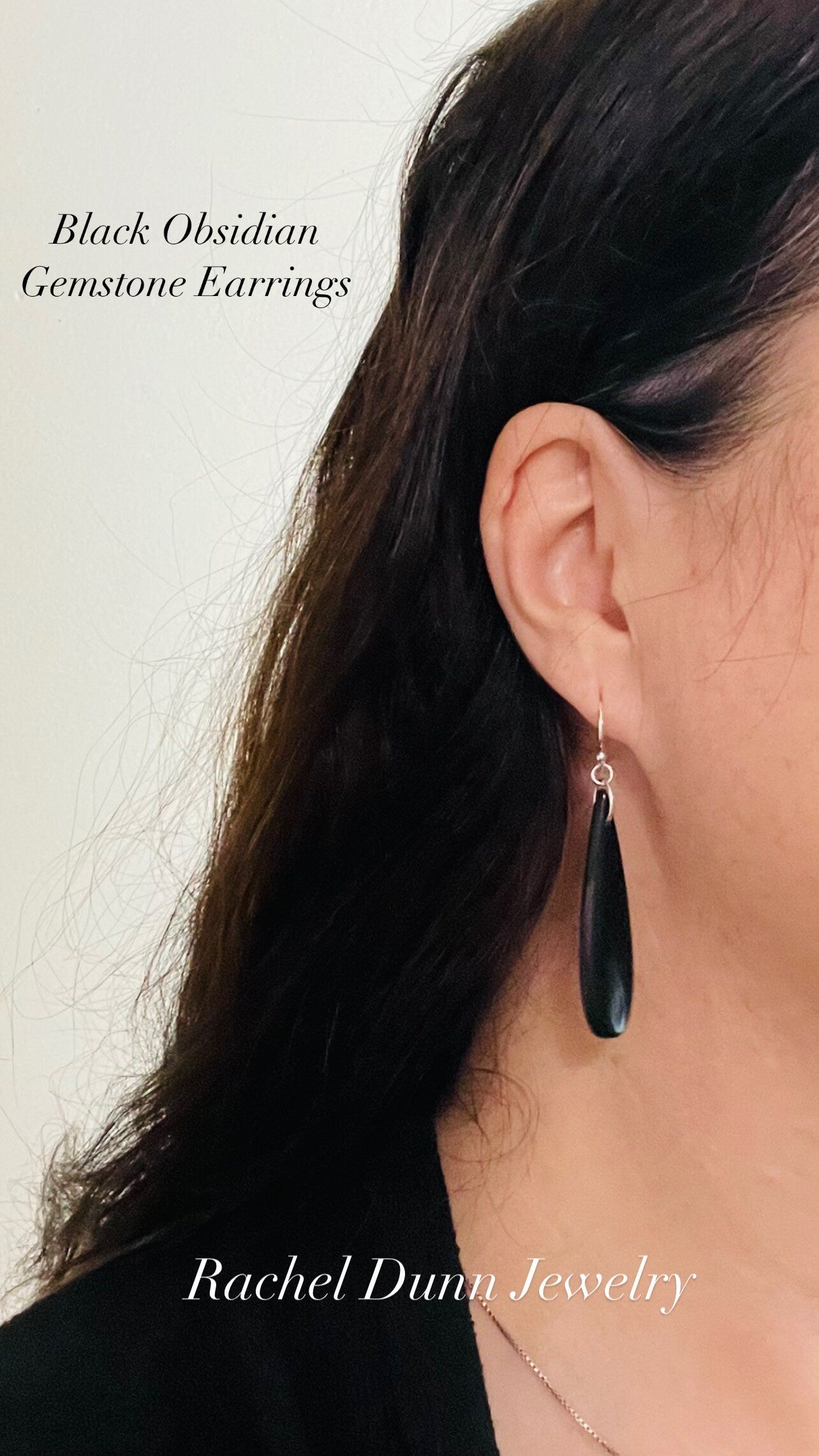 Sterling Silver Obsidian Earrings, Black Obsidian Teardrop Earrings, Natural Obsidian Protection Gemstone, Black Crystal Jewelry