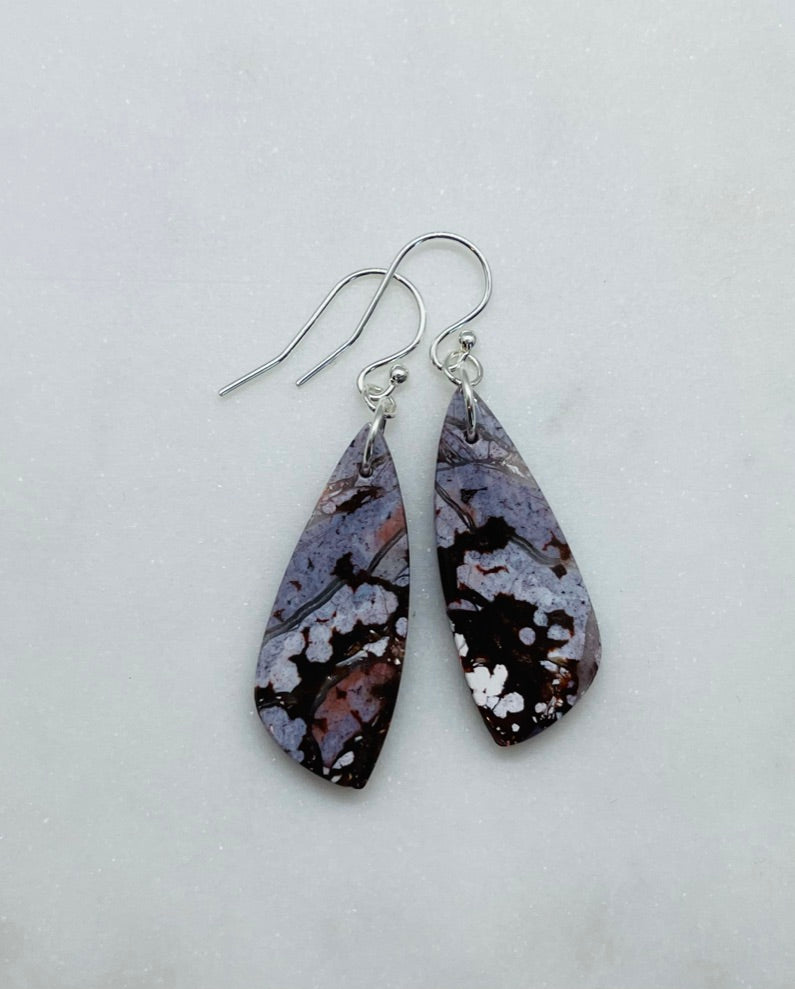 Artisan Earrings for Women, River Jasper Gemstone, Sterling Silver, Made in Virginia, Jewelry Gift for Anniversary