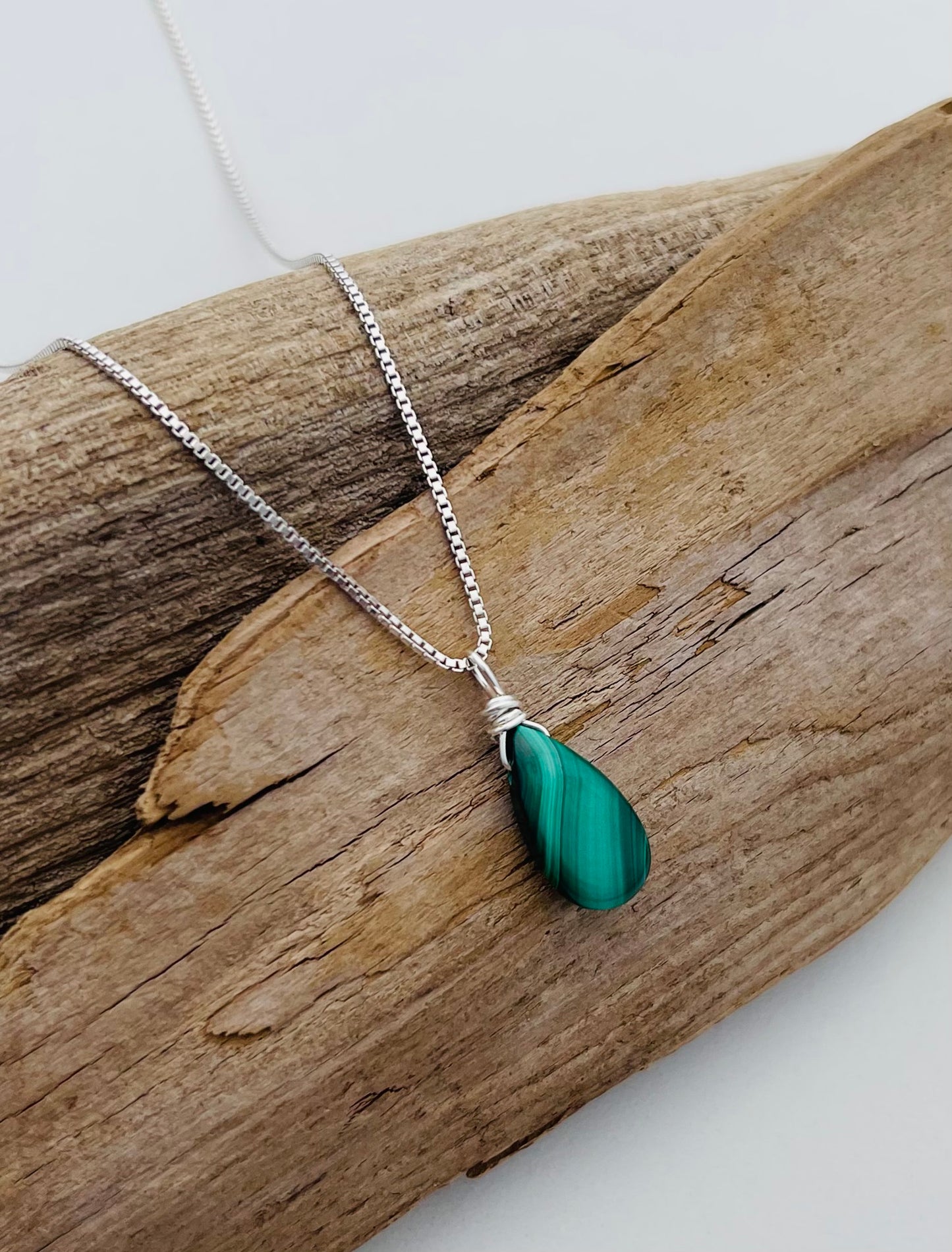 Malachite Teardrop Necklace for Growth & Clarity