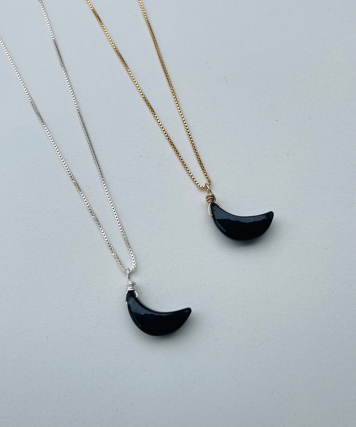 Black Obsidian Moon Necklace for Protection and Grounding