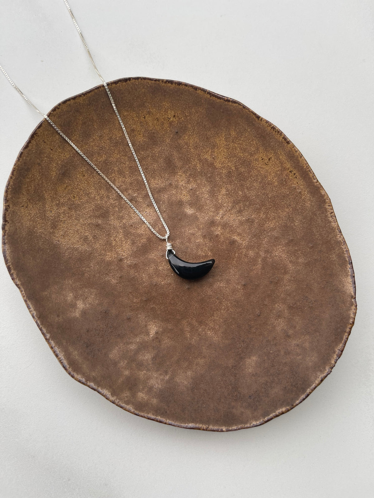 Black Obsidian Moon Necklace for Protection and Grounding