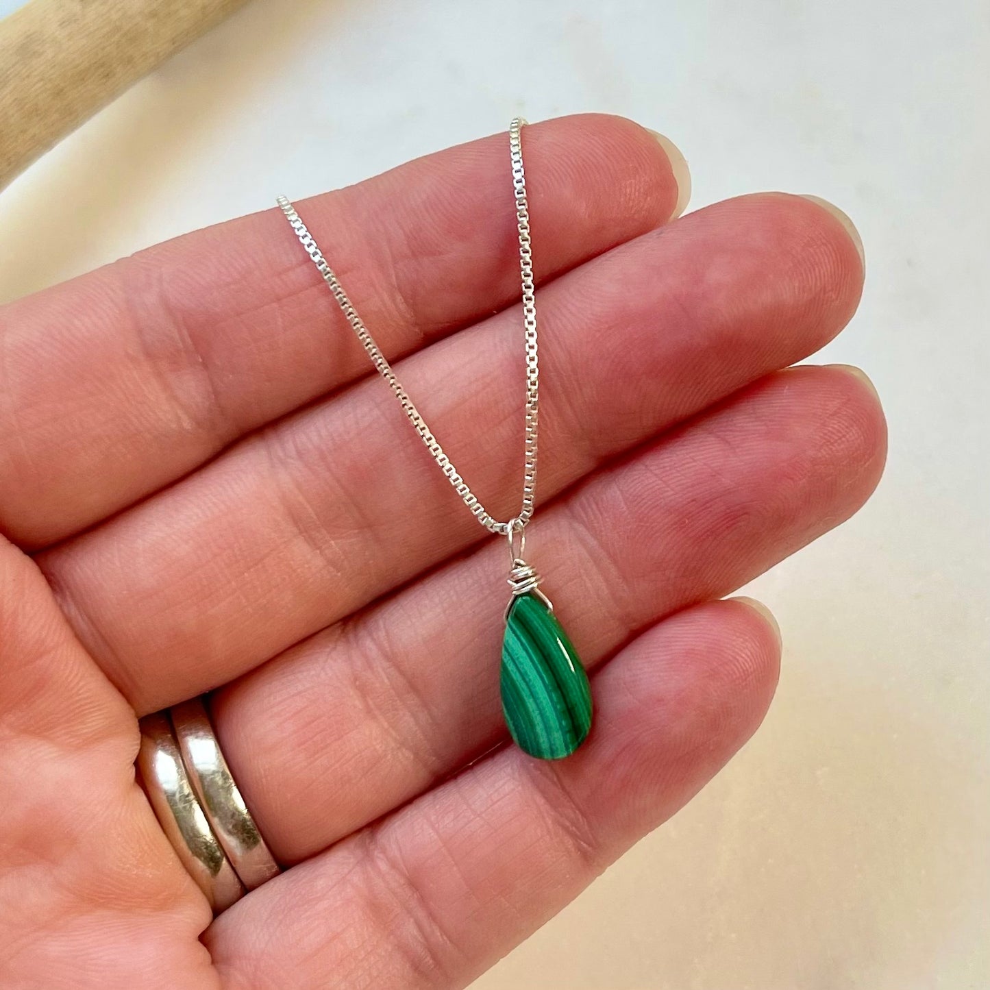 Malachite Teardrop Necklace for Growth & Clarity