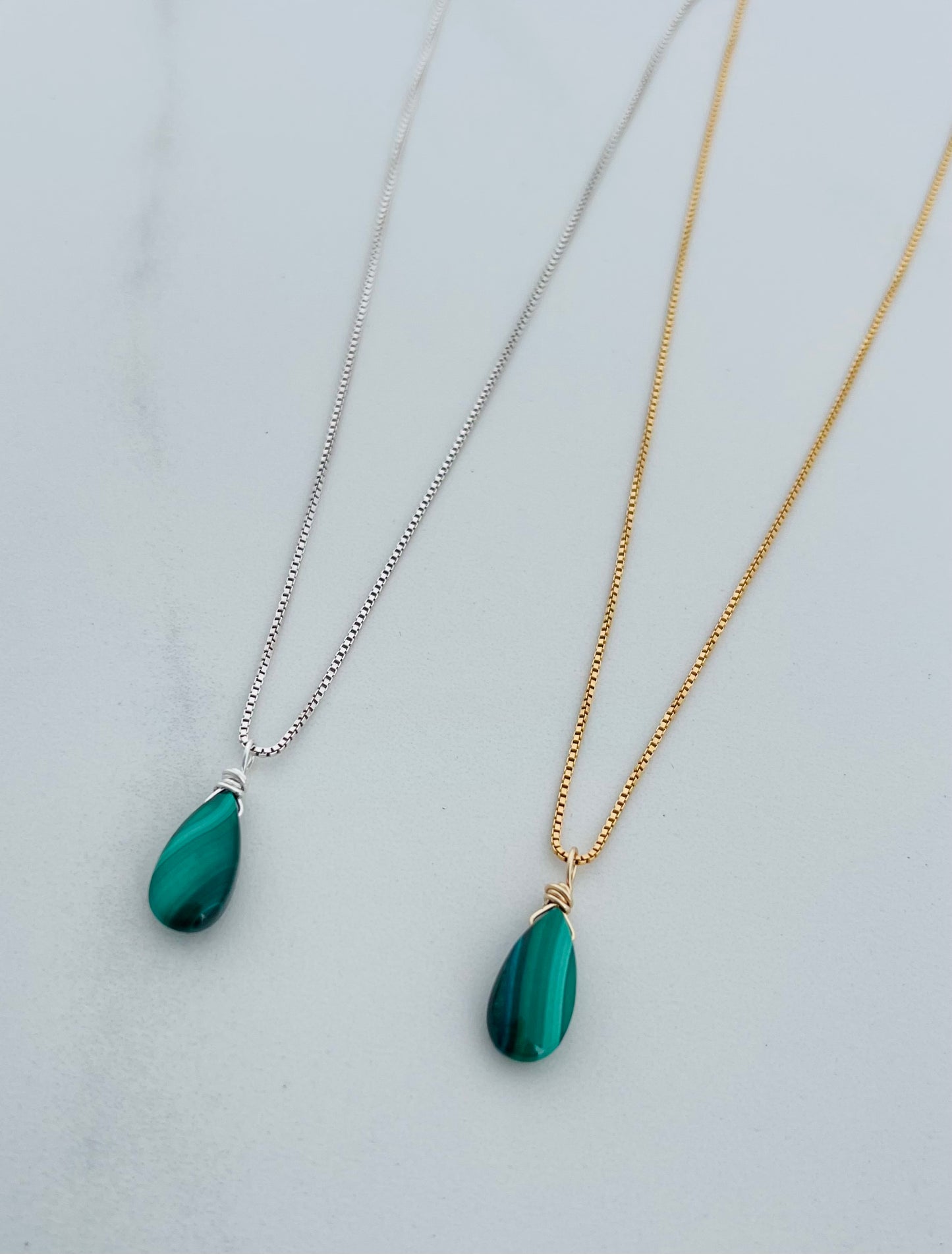 Malachite Teardrop Necklace for Growth & Clarity