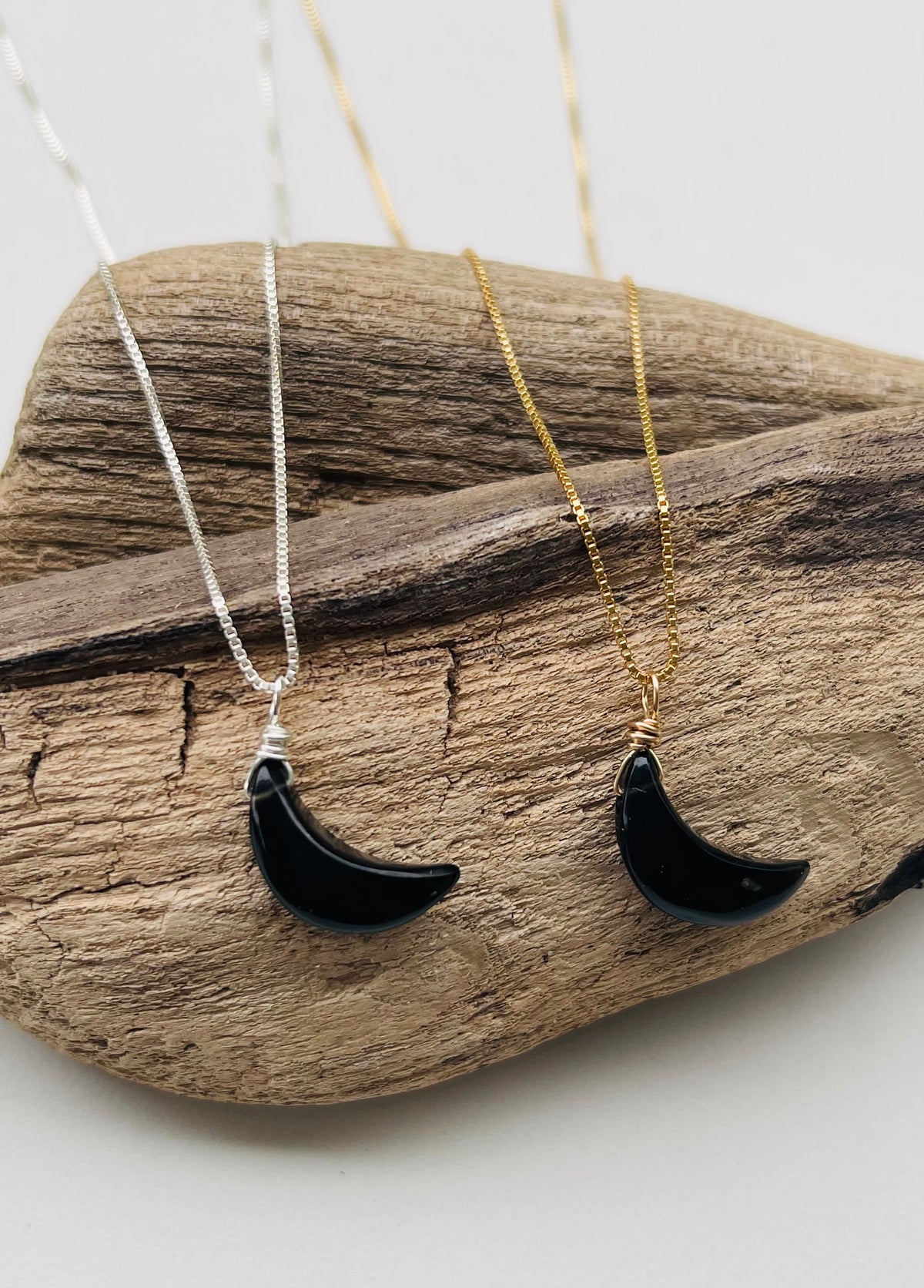 Black Obsidian Moon Necklace for Protection and Grounding