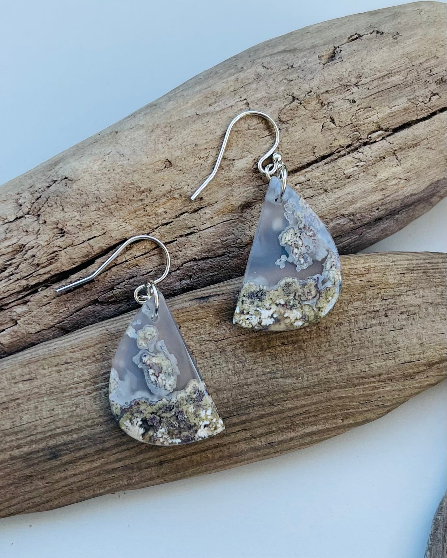 Moss Agate Set - Necklace & Earrings Sterling Silver