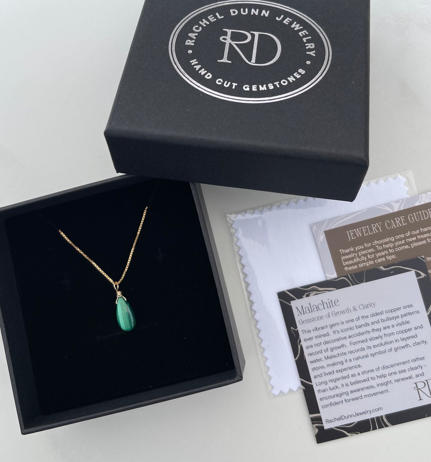 Malachite Teardrop Necklace for Growth & Clarity