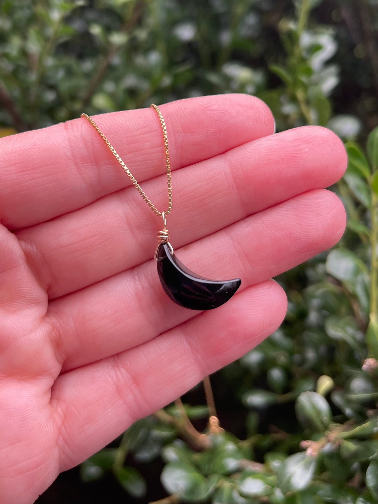 Black Obsidian Moon Necklace for Protection and Grounding