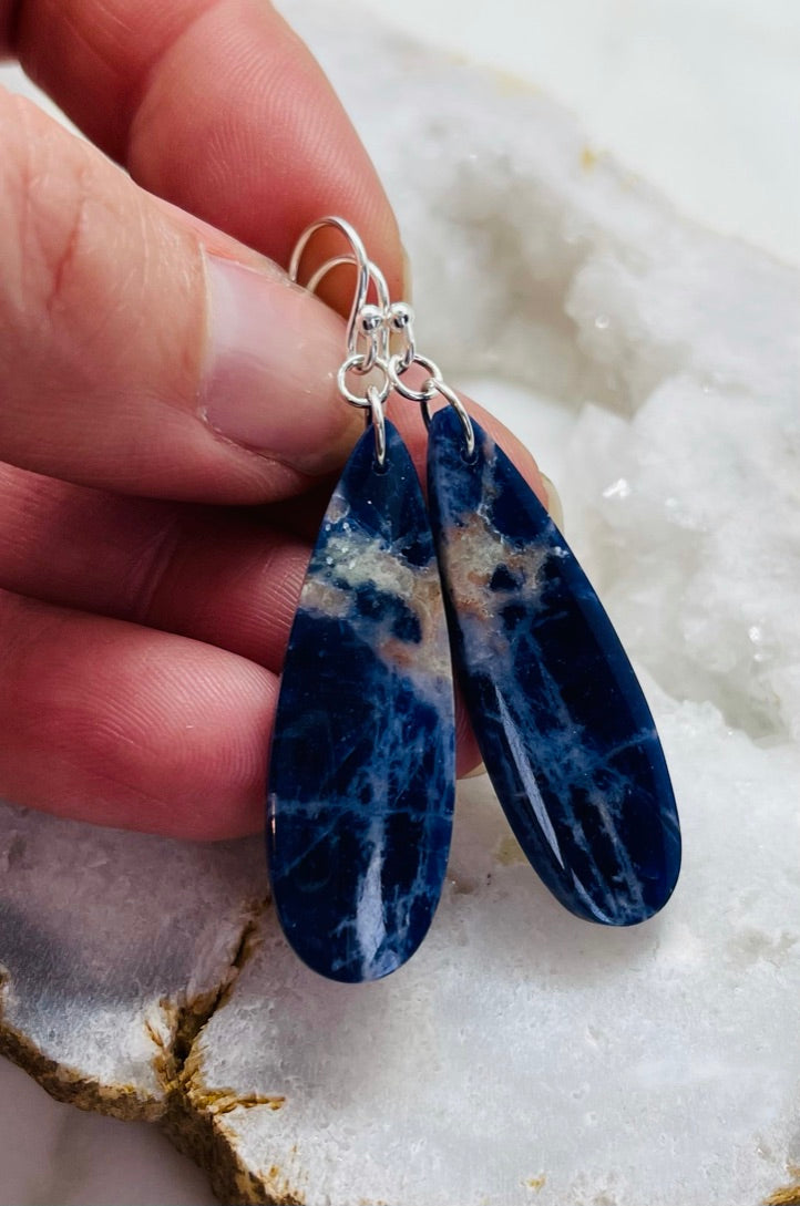 Blue Sodalite Teardrop Earrings - A Gift of Wisdom and Confidence.
