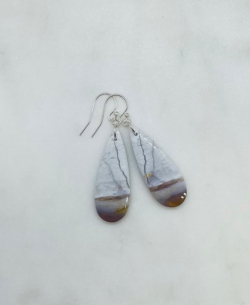Unique White Jasper Stone Earrings - A Symbol of Clarity and Strength.  Gemstone Dangle Sterling Silver Womens Jewelry Handcrafted in Virginia