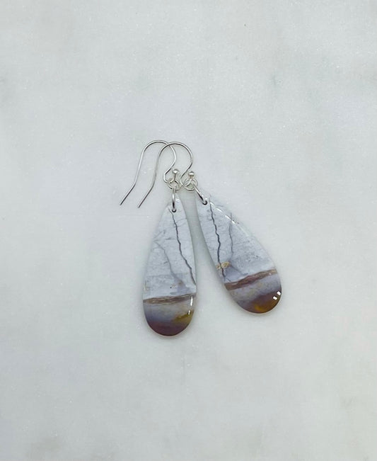 Unique White Jasper Stone Earrings - A Symbol of Clarity and Strength.  Gemstone Dangle Sterling Silver Womens Jewelry Handcrafted in Virginia