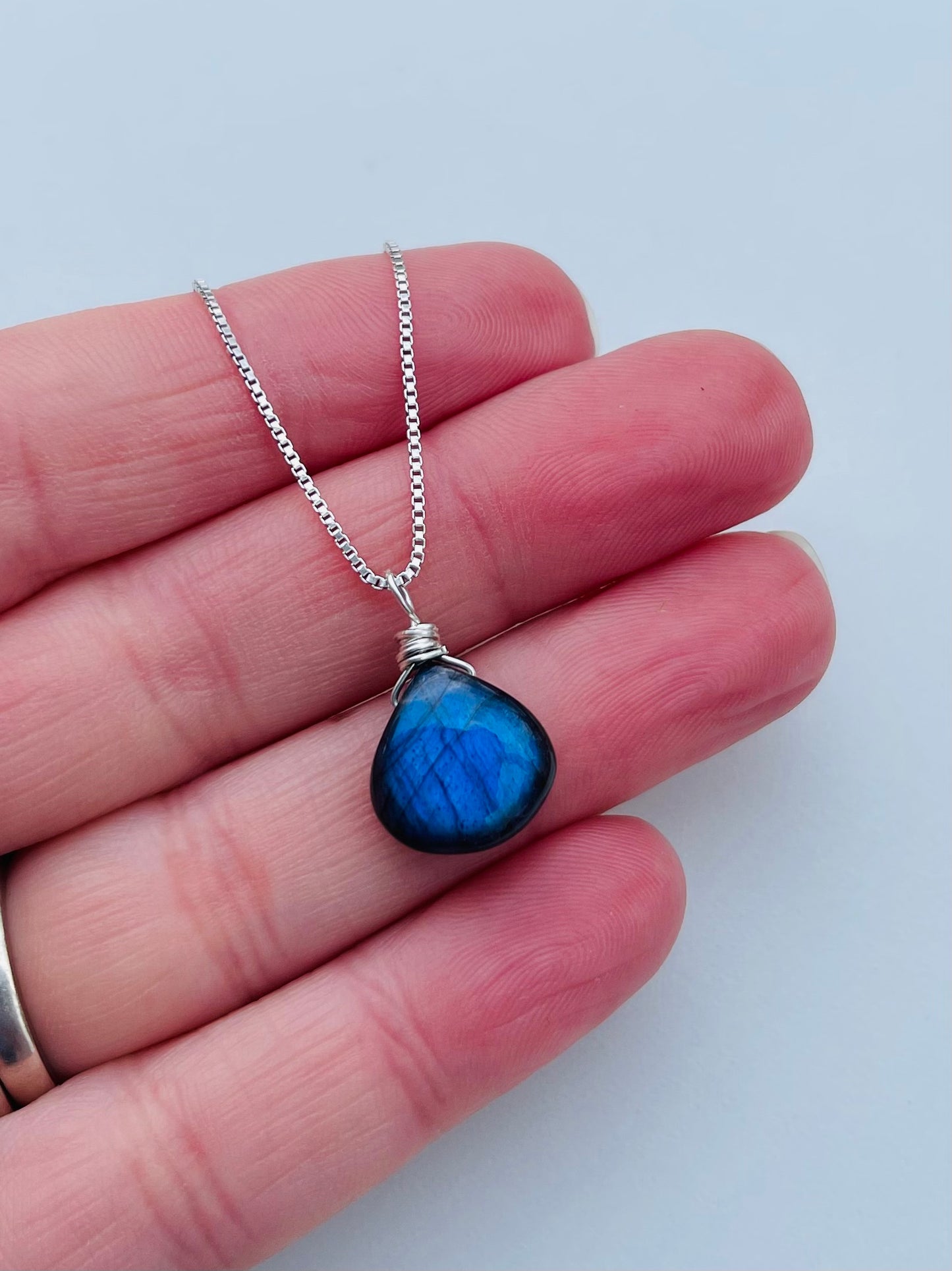 Labradorite Teardrop Necklace for Protection and Inner Strength