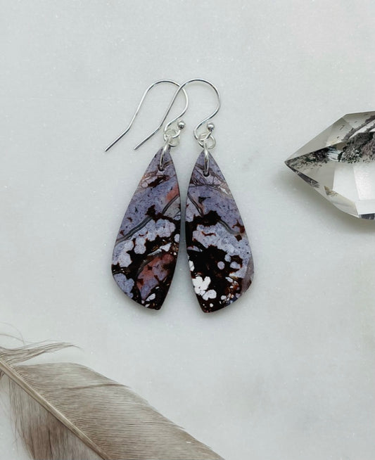 Artisan Earrings for Women, River Jasper Gemstone, Sterling Silver, Made in Virginia, Jewelry Gift for Anniversary