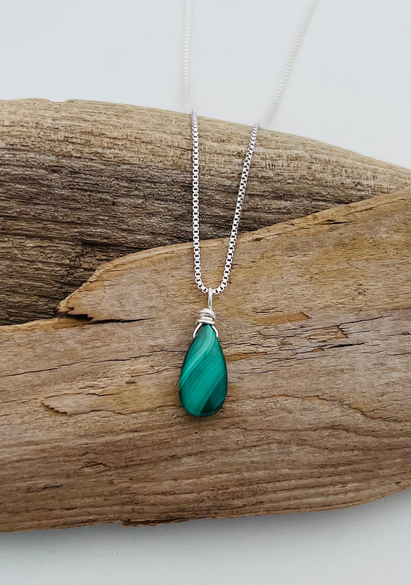 Malachite Teardrop Necklace for Growth & Clarity