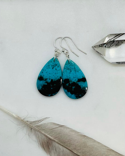 Natural Stone Dangle Earrings for Women, Unique Blue Gemstone, Sterling Silver Ear Wires, One-of-a Kind Artisan Jewelry