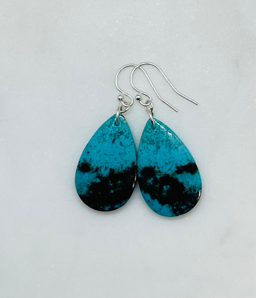 Natural Stone Dangle Earrings for Women, Unique Blue Gemstone, Sterling Silver Ear Wires, One-of-a Kind Artisan Jewelry