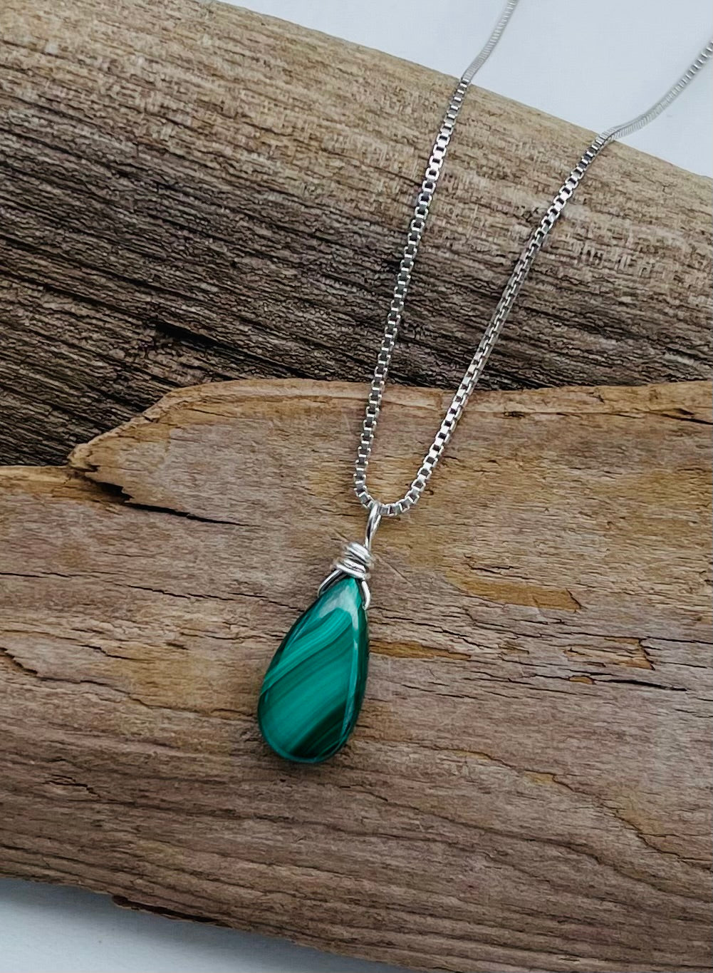 Malachite Teardrop Necklace for Growth & Clarity