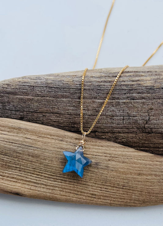 Handmade Labradorite Star Necklace in Sterling Silver