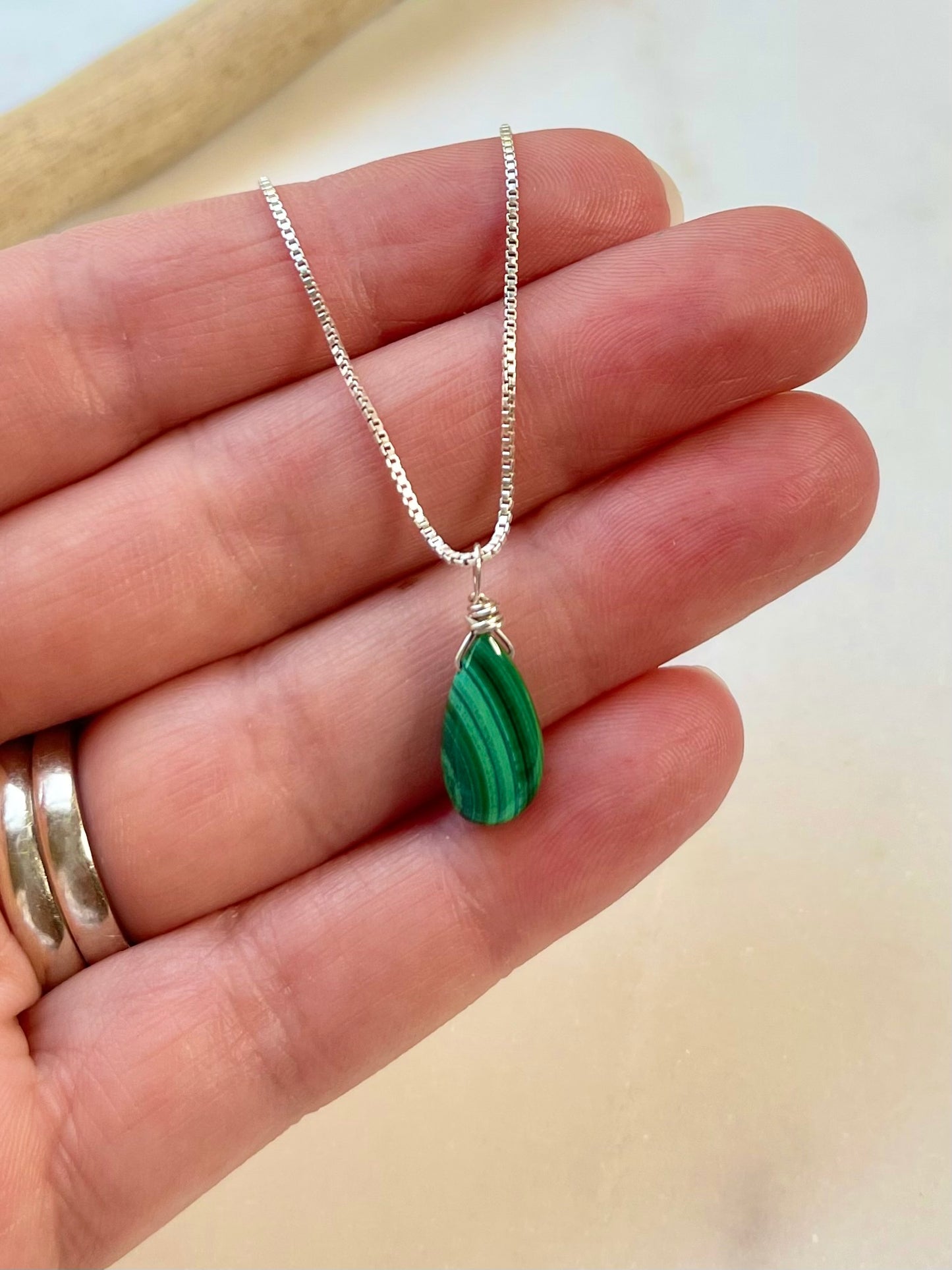 Malachite Teardrop Necklace for Growth & Clarity