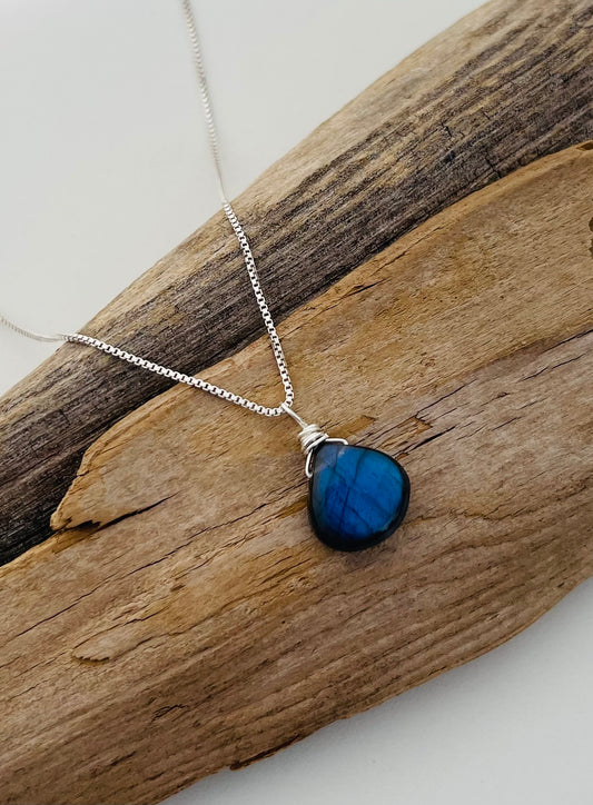 Labradorite Teardrop Necklace for Protection and Inner Strength