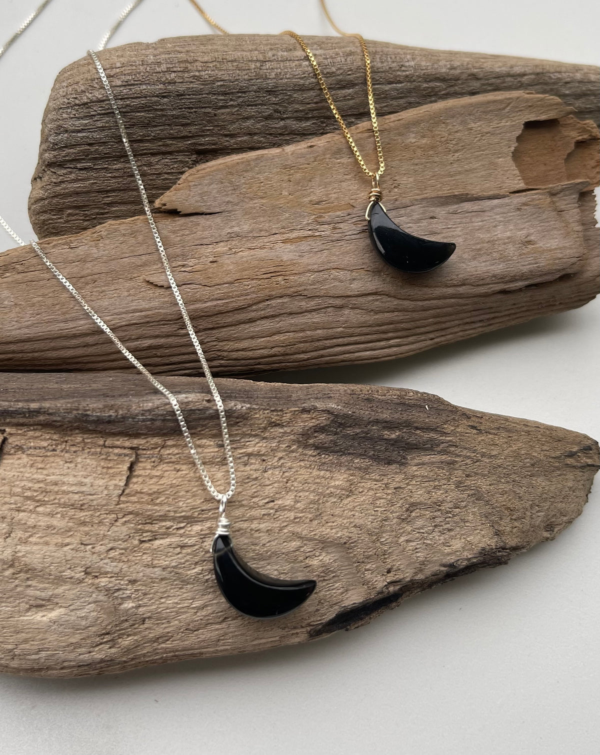 Black Obsidian Moon Necklace for Protection and Grounding