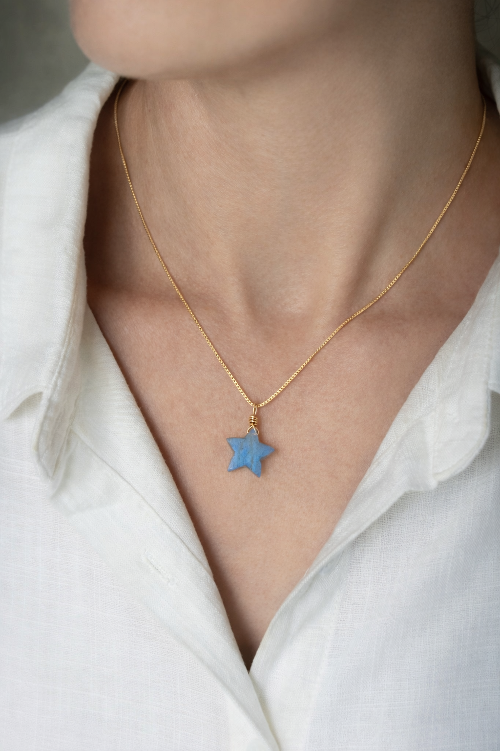 Handmade Labradorite Star Necklace in Sterling Silver