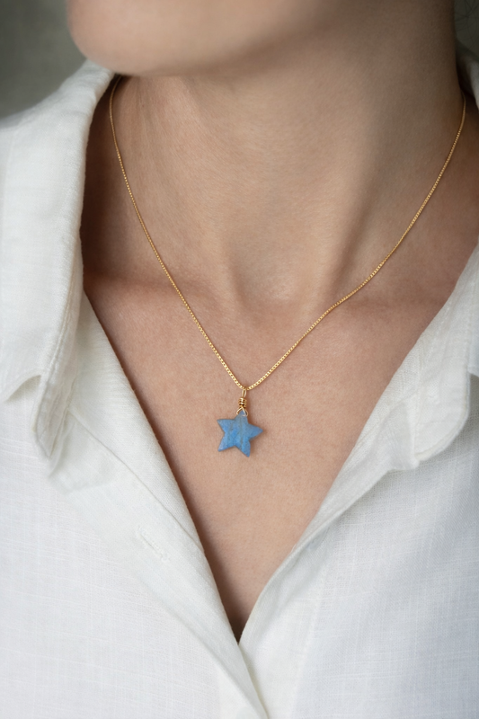 Handmade Labradorite Star Necklace in Sterling Silver