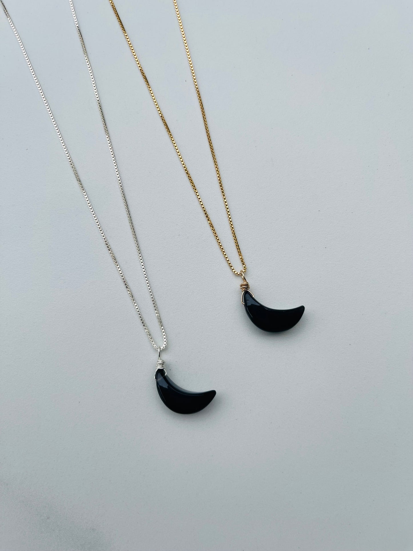 Black Obsidian Moon Necklace for Protection and Grounding