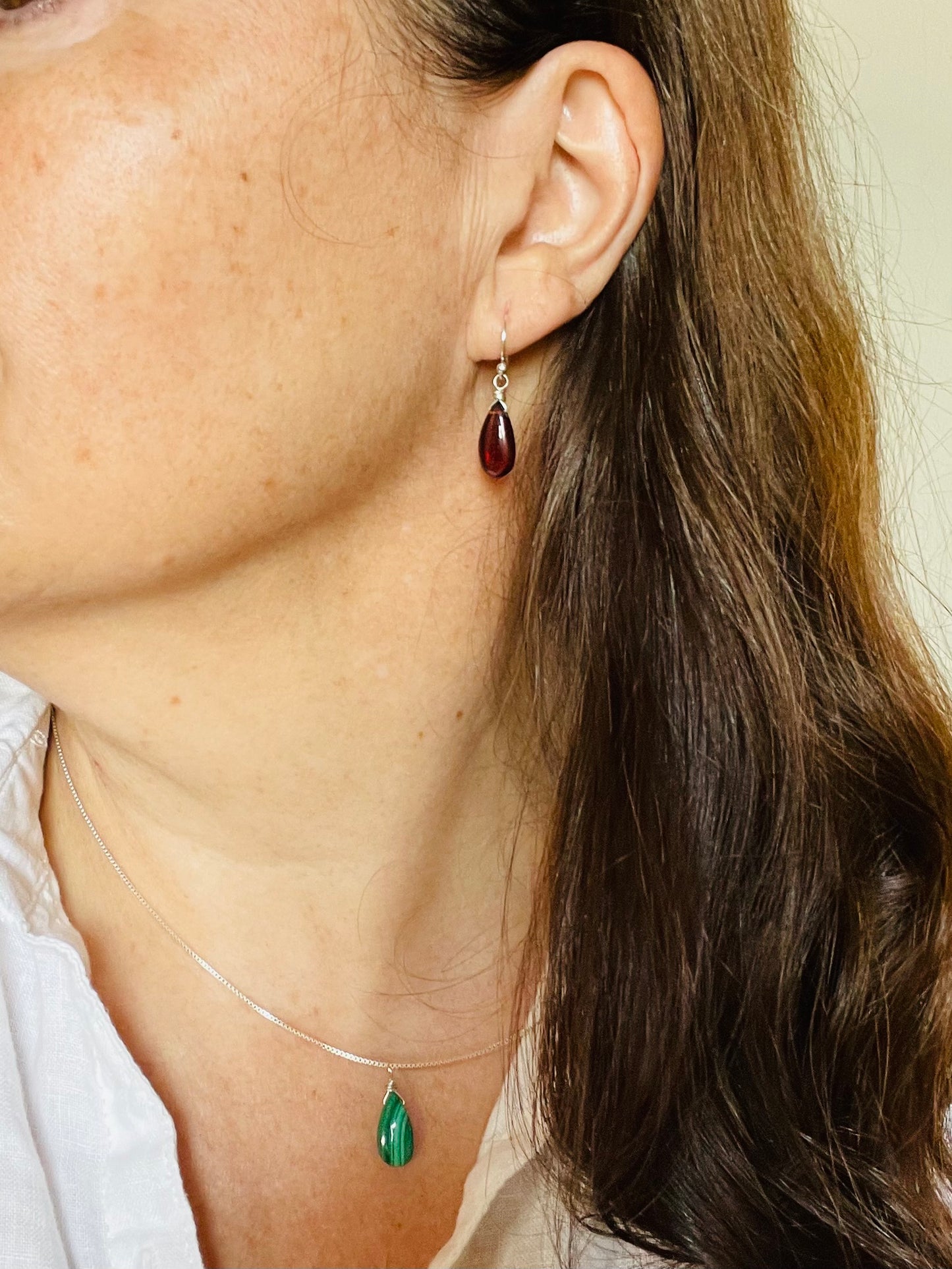 Malachite Teardrop Necklace for Growth & Clarity