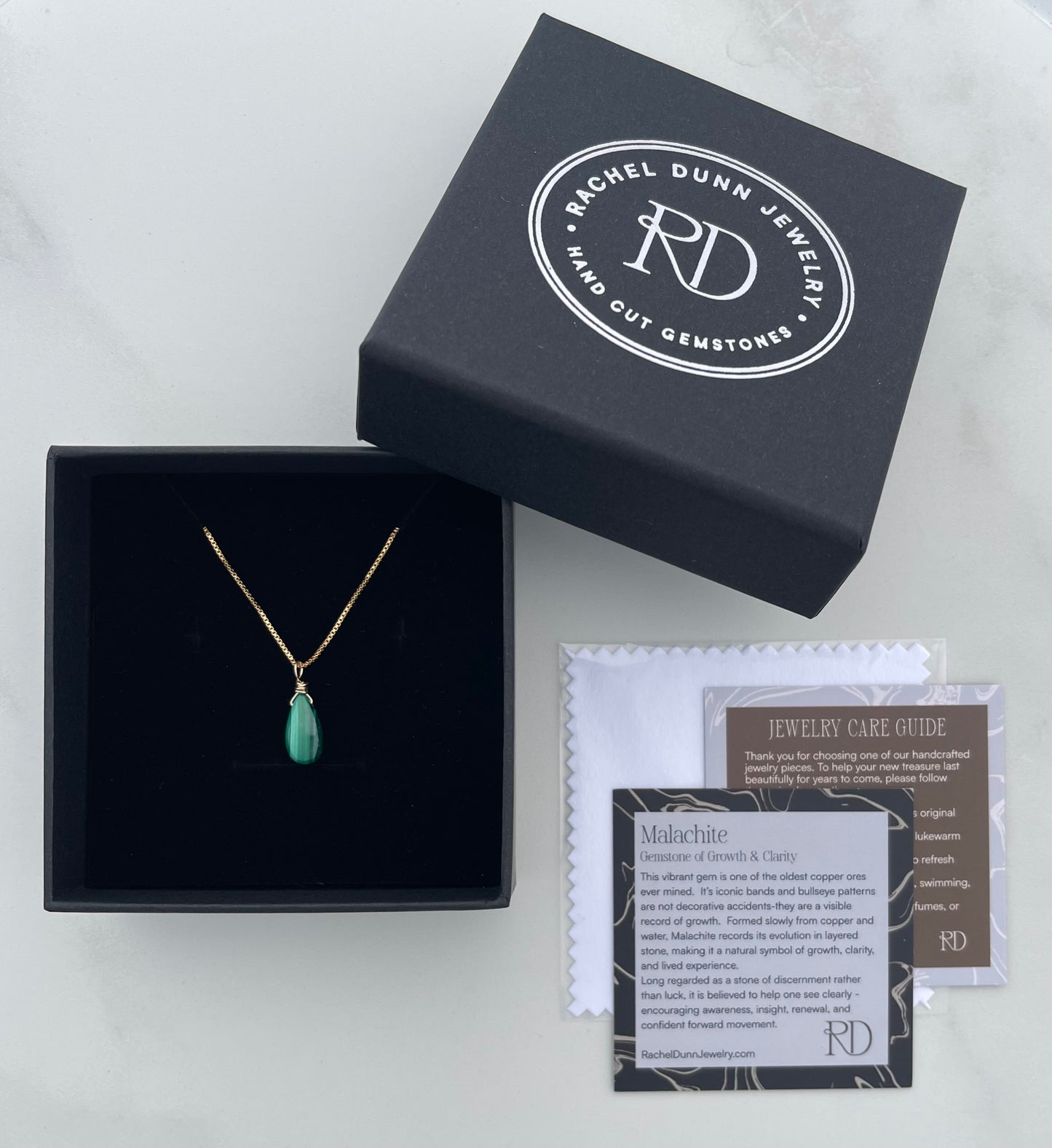 Malachite Teardrop Necklace for Growth & Clarity