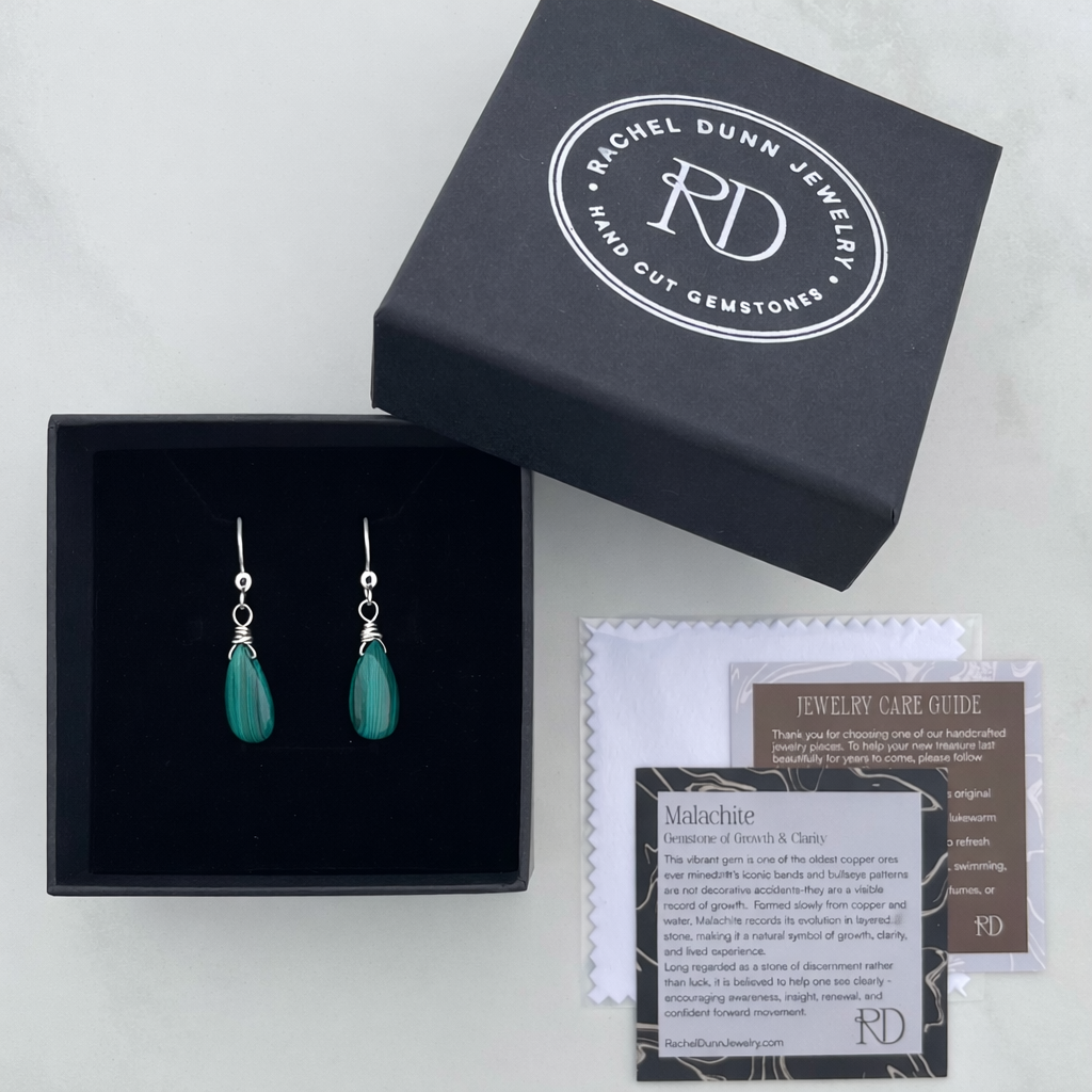 Malachite Gemstone Earrings - A symbol of Growth & Clarity