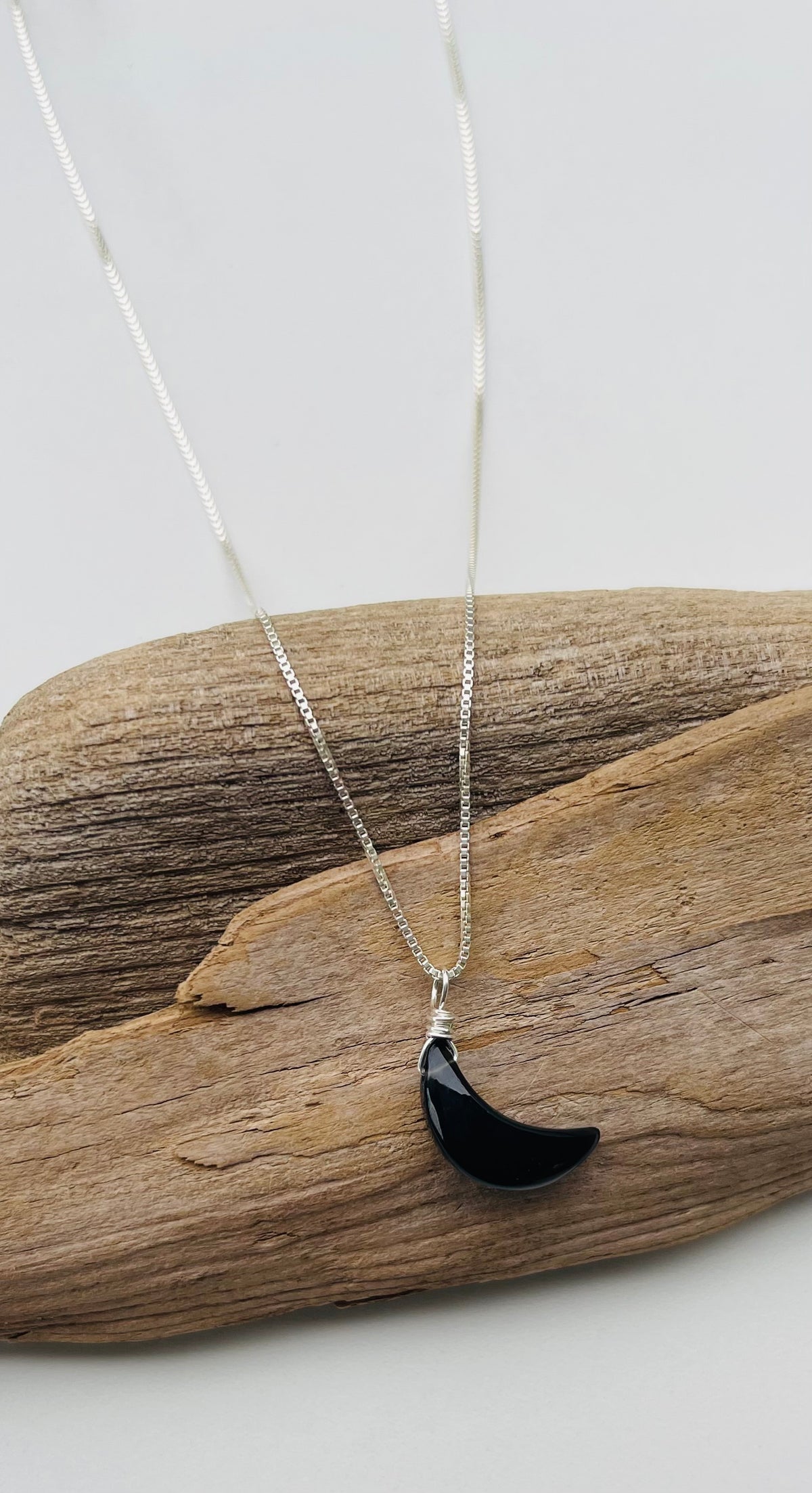 Black Obsidian Moon Necklace for Protection and Grounding