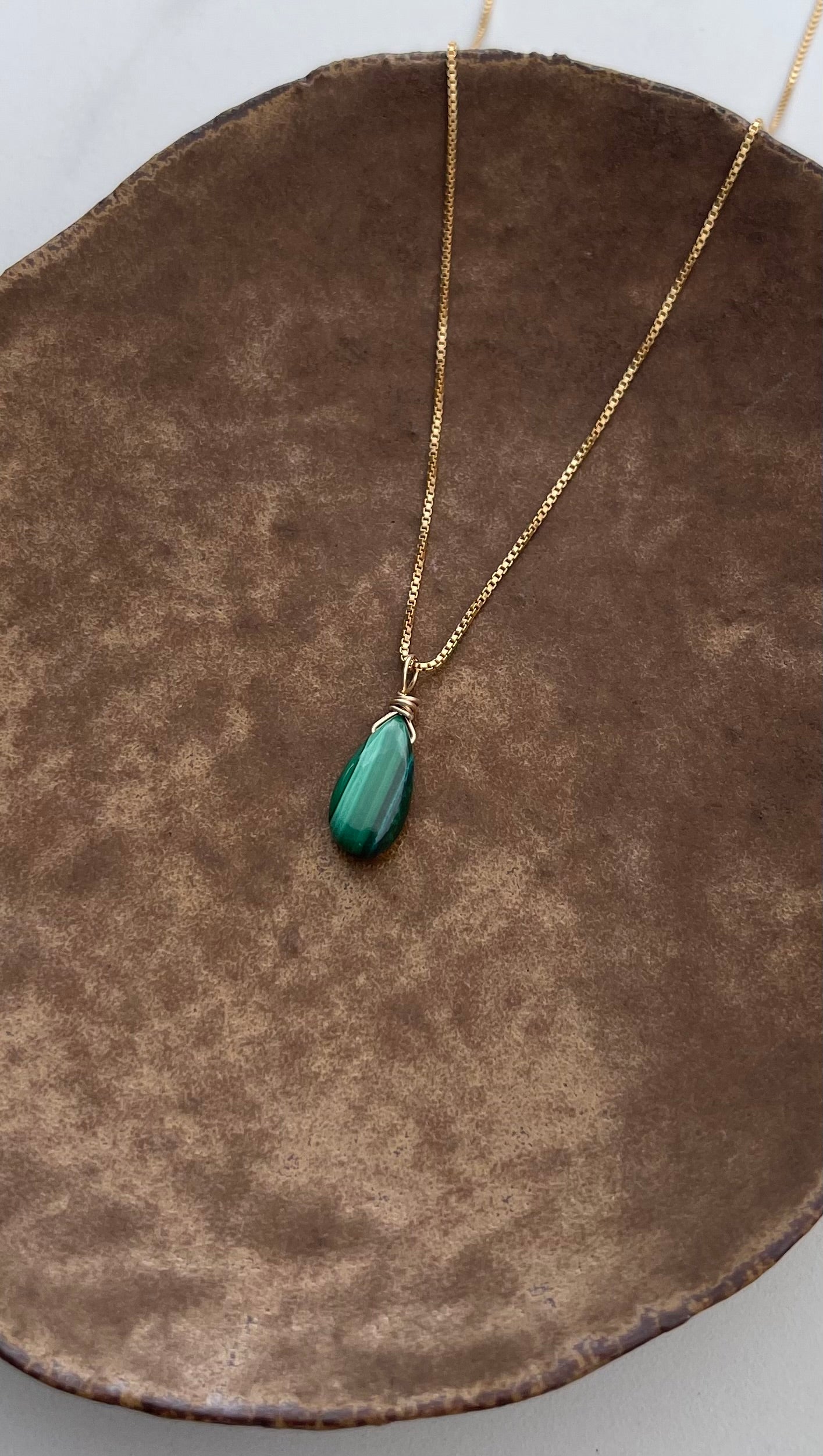 Malachite Teardrop Necklace for Growth & Clarity