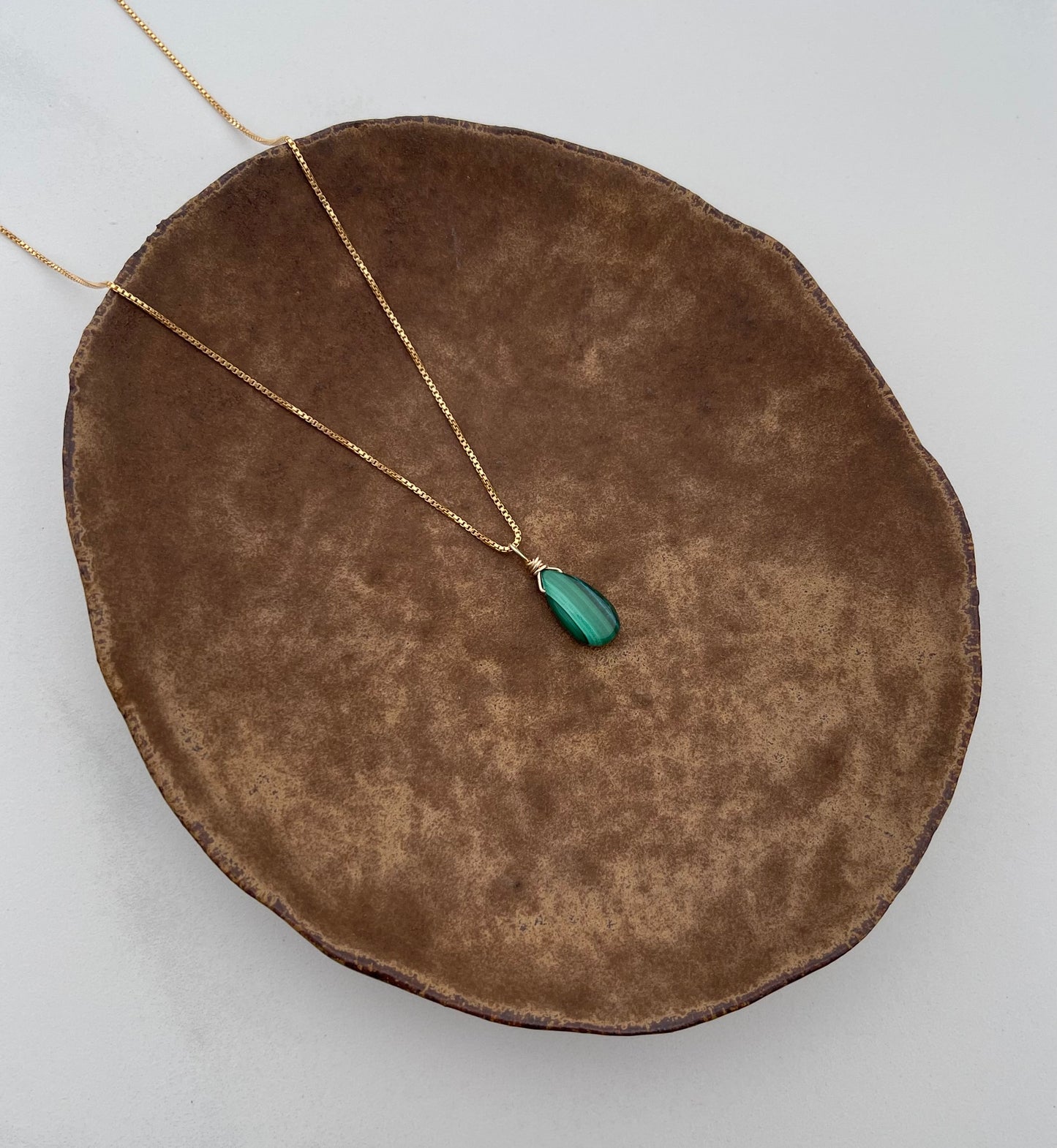 Malachite Teardrop Necklace for Growth & Clarity