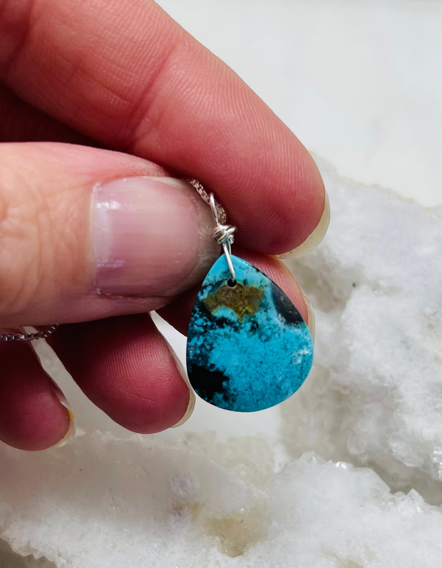Petrified Wood Gemstone and Sterling Silver Box Style Chain Pendant Necklace