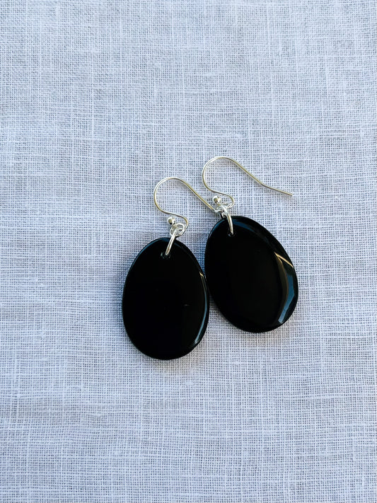 Black Obsidian Earrings, Sterling Silver Stone Jewelry, Protection Crystal Jewelry, Women’s Black Crystal Earrings