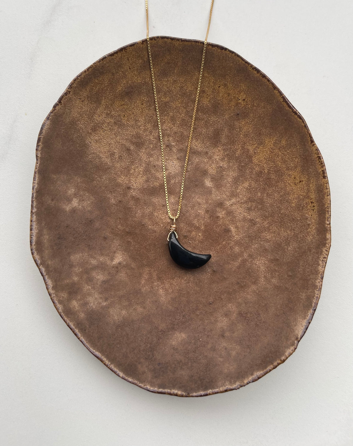 Black Obsidian Moon Necklace for Protection and Grounding