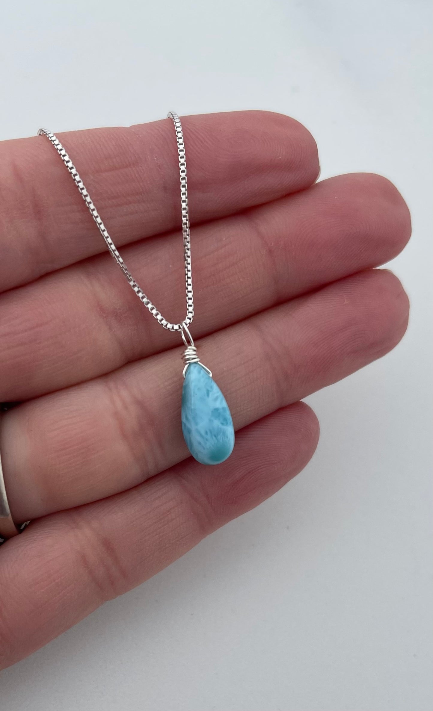 Larimar Teardrop Necklace - Limited Edition, Stone of Serenity