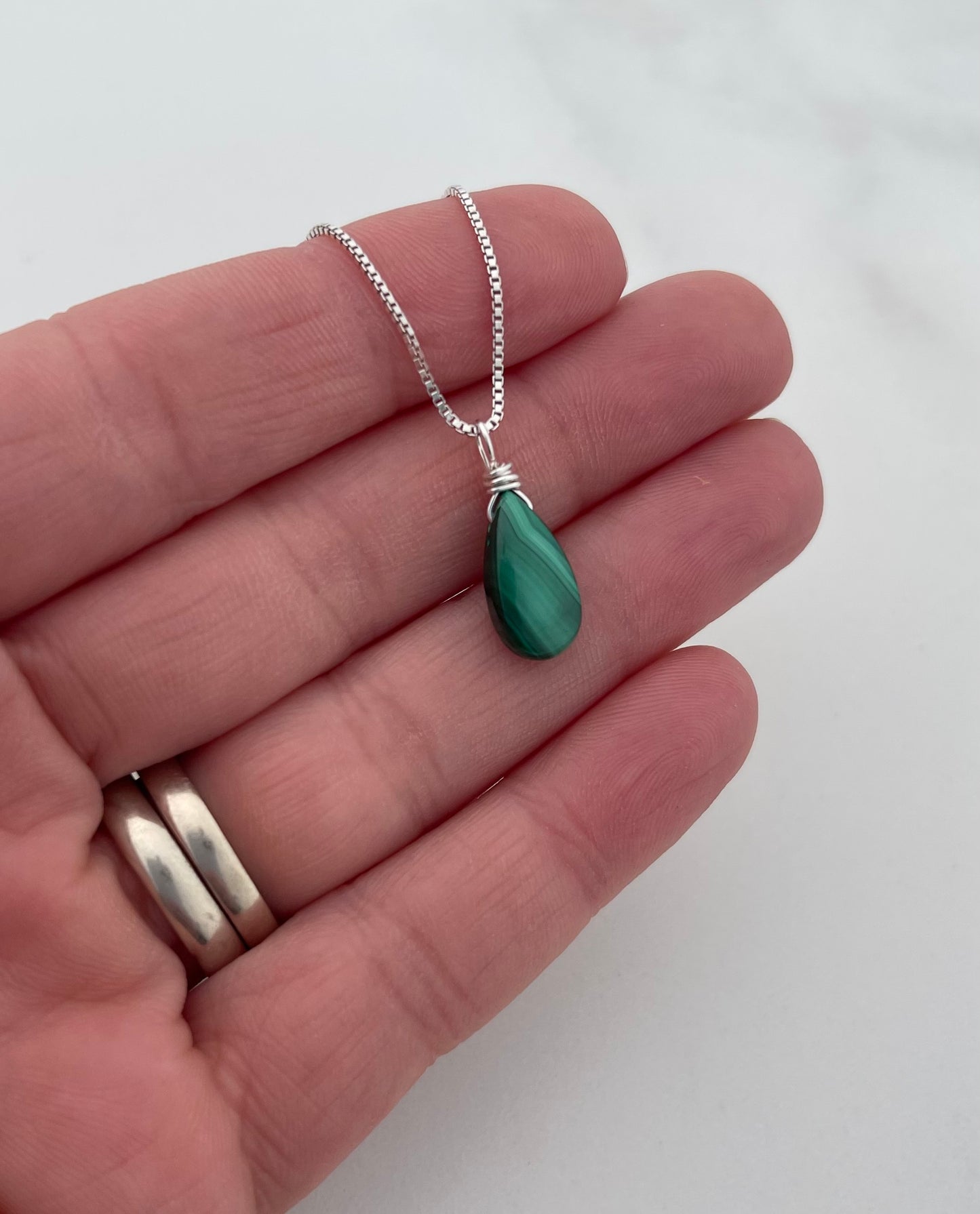 Malachite Teardrop Necklace for Growth & Clarity